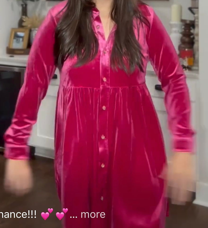 pink velvet dress