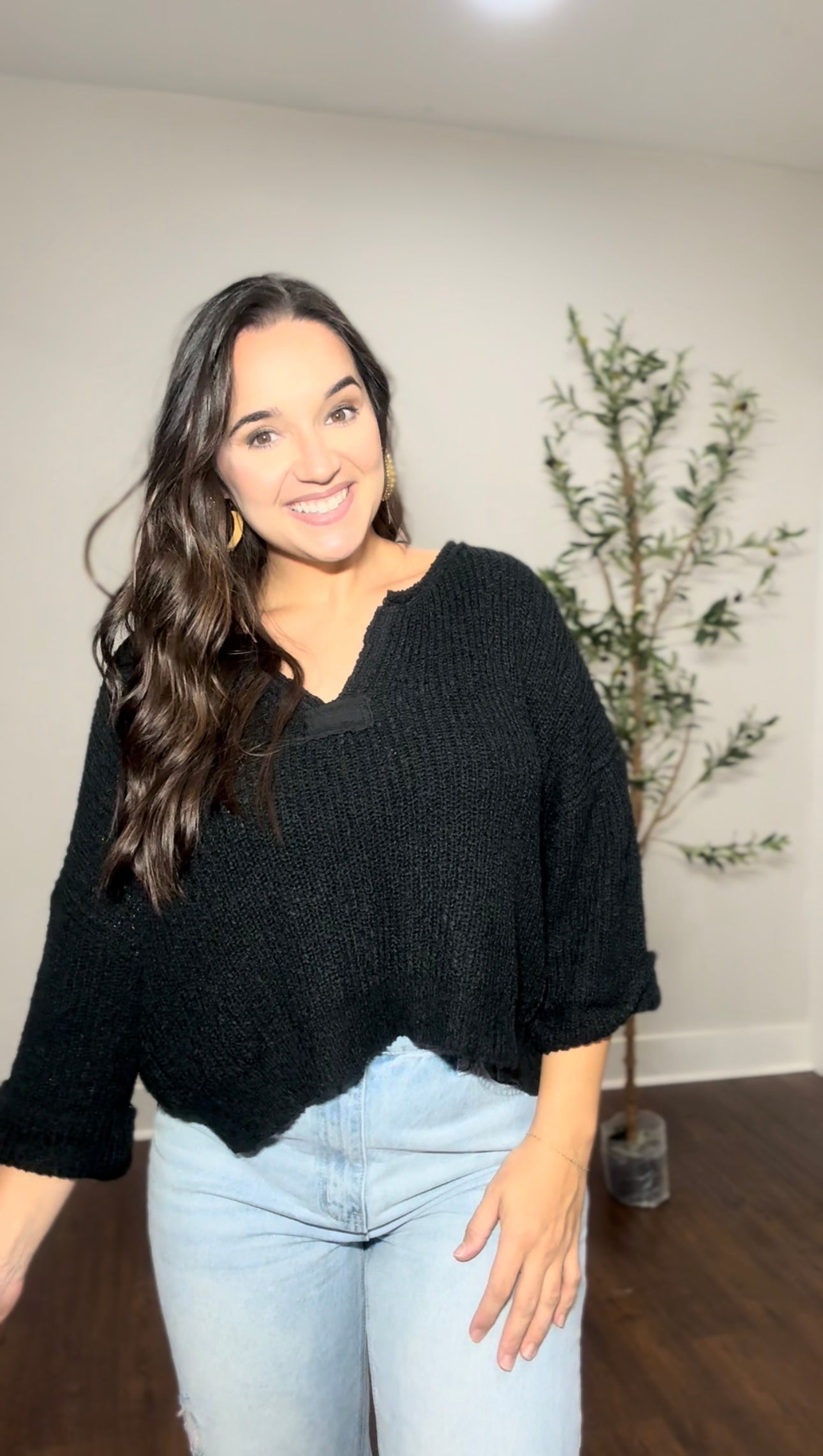 Front patch Black Sweater