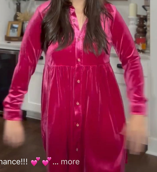 pink velvet dress