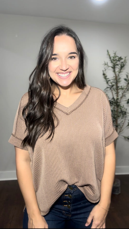 Tanya Ribbed Top - Mocha