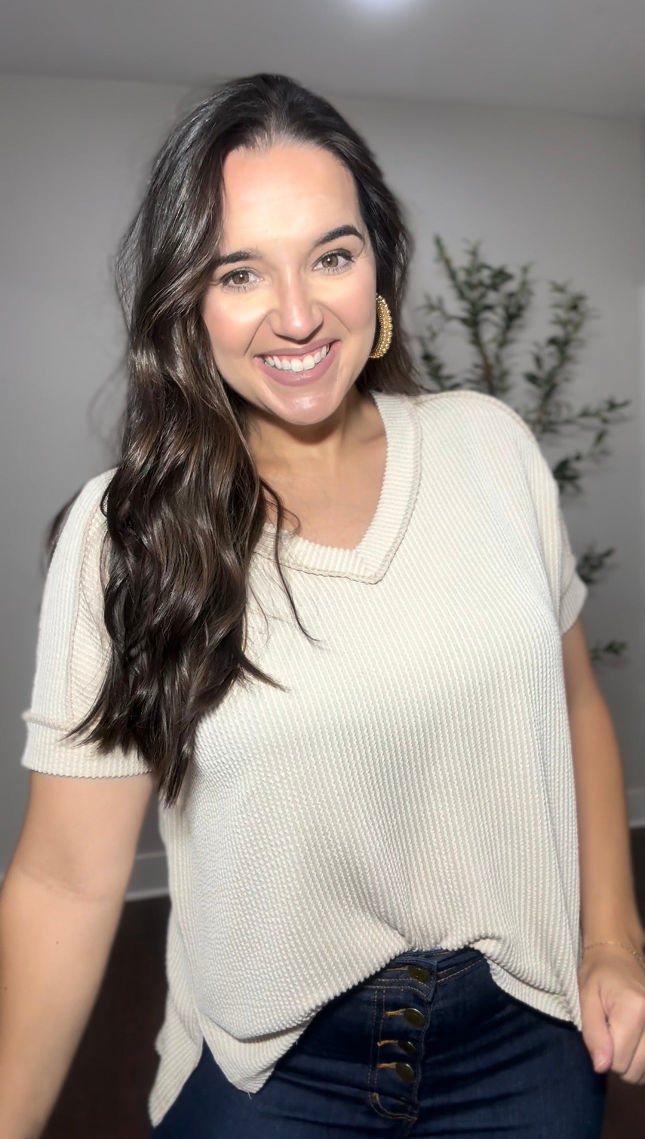 Tanya Ribbed Top - Sand Beige