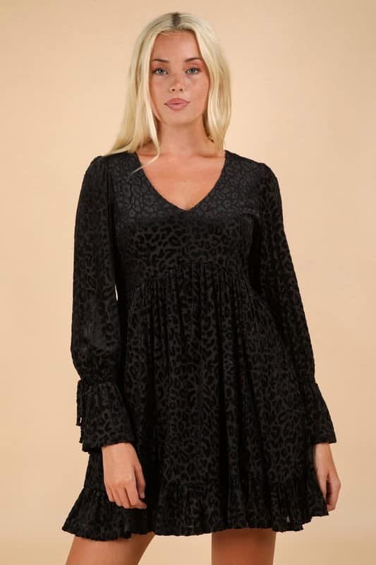 Black leopard holiday dress