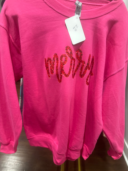 merry sweatshirt pink