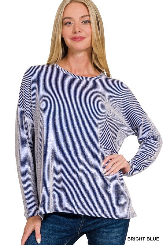 Preston Ribbed tunic- Blue