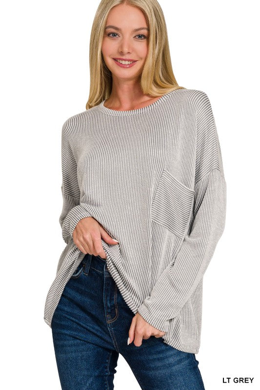 Preston Ribbed tunic- light grey