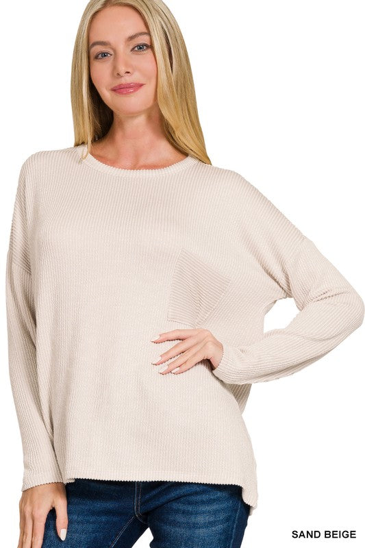 Preston Ribbed tunic-sand beige